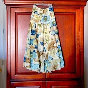 Soft surrounding silk blend floral skirt